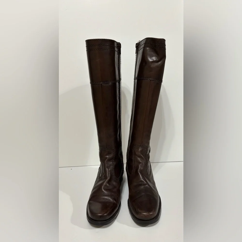 Bandolino Dark Brown Leather  Riding Boots Size 8.5